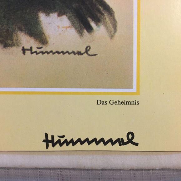 B Hummel Print Telling Her Secret Two Girls Ars Sacra Green Matte & Wood Framed - Picture 6 of 8